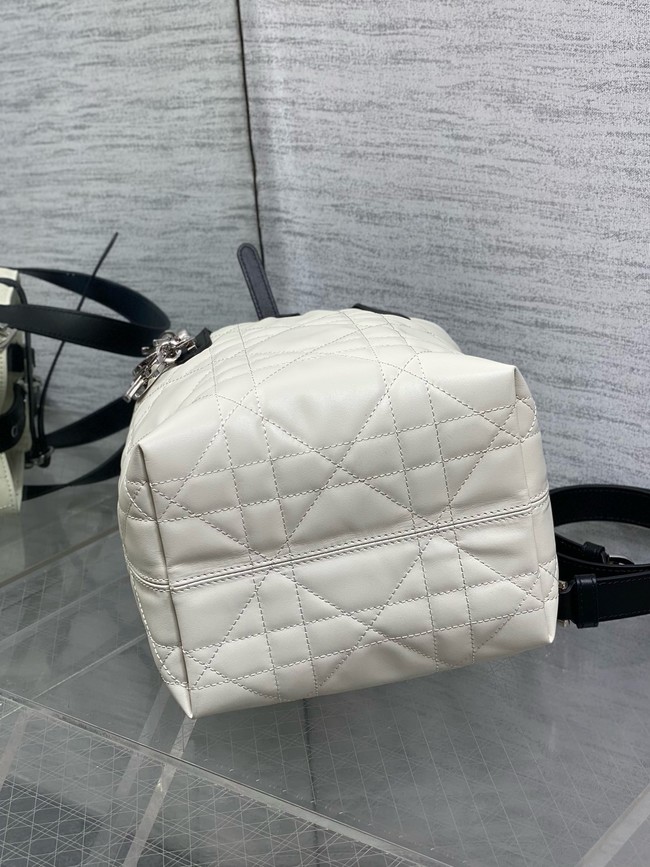 Small Dior Toujours Vertical Tote Bag Macrocannage Calfskin M2835O black&Latte