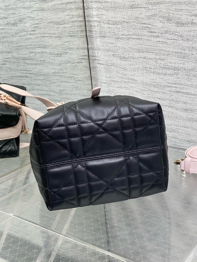 Small Dior Toujours Vertical Tote Bag Macrocannage Calfskin M2835O black&pink