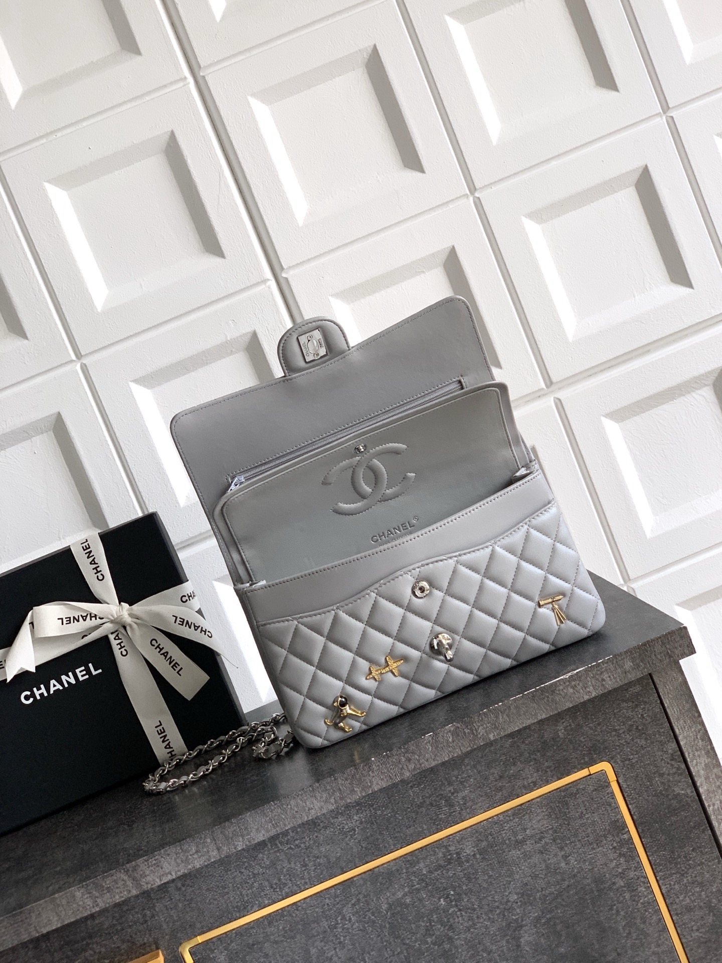 CHANEL Classic 11.12 Handbag A01112 gray