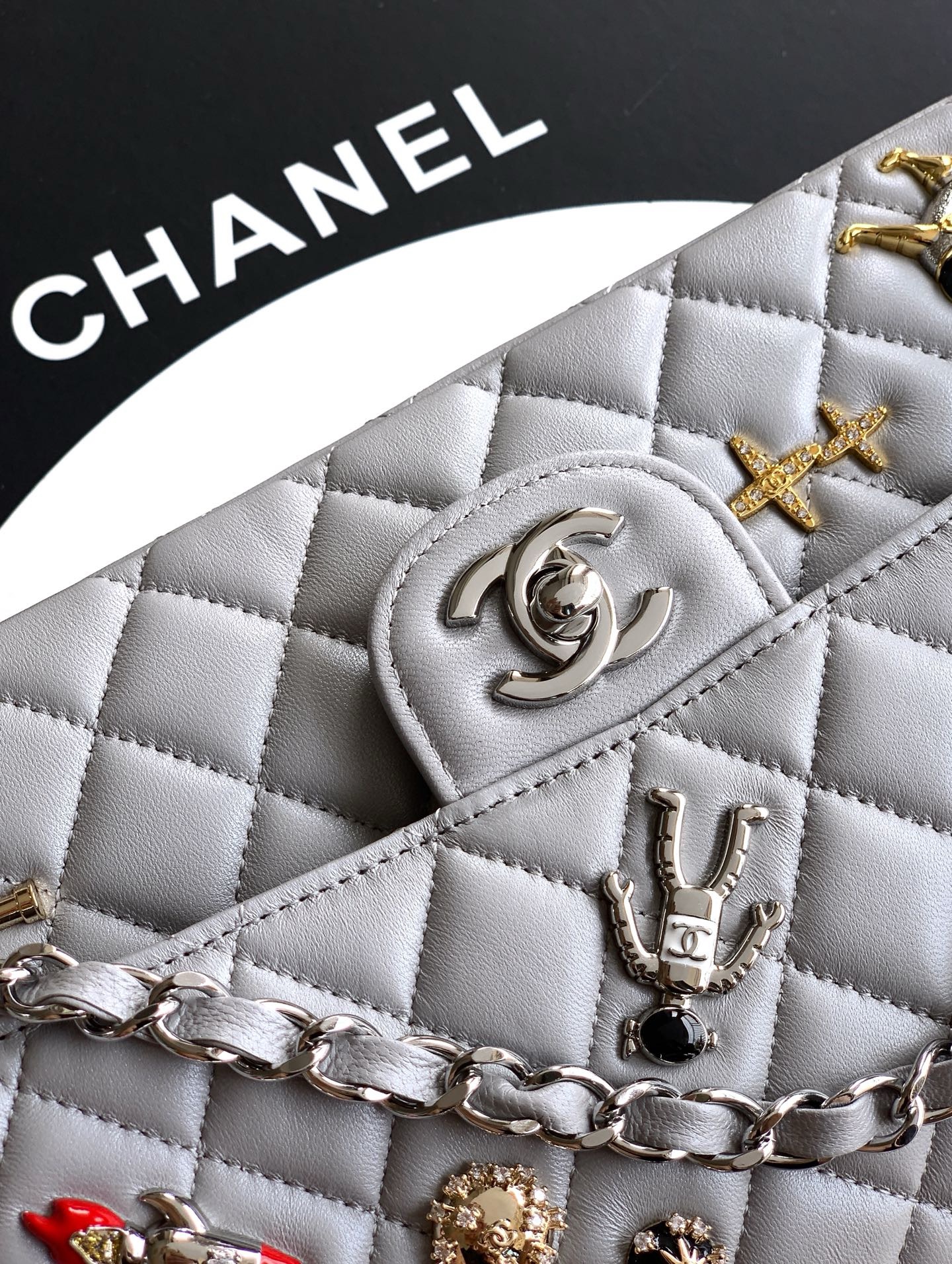 CHANEL Classic 11.12 Handbag A01112 gray