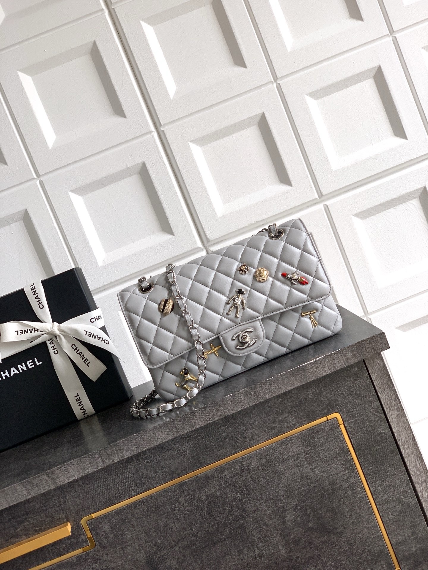 CHANEL Classic 11.12 Handbag A01112 gray