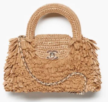 CHANEL Mini Shopping Bag Raffia-Effect Fabric AS4416 Dark Beige