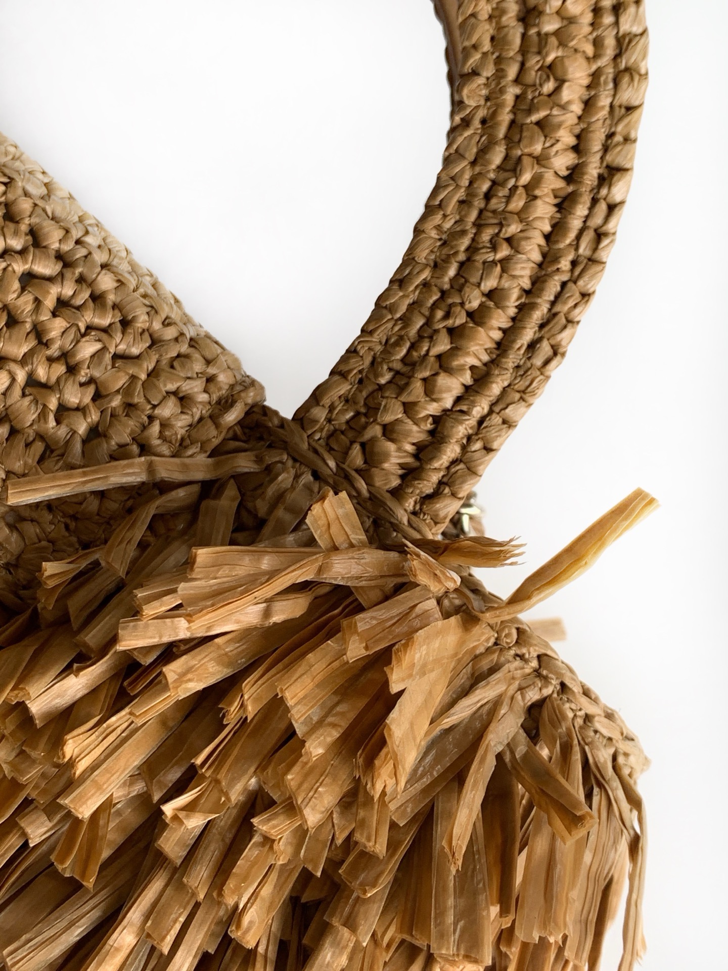 CHANEL Mini Shopping Bag Raffia-Effect Fabric AS4416 Dark Beige