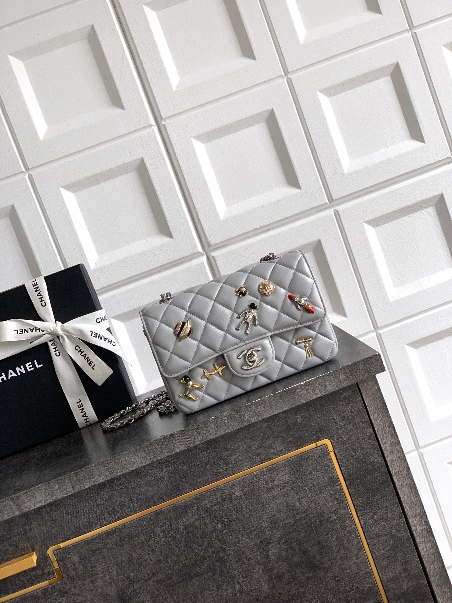 CHANEL small Classic 11.12 Handbag A01116 gray