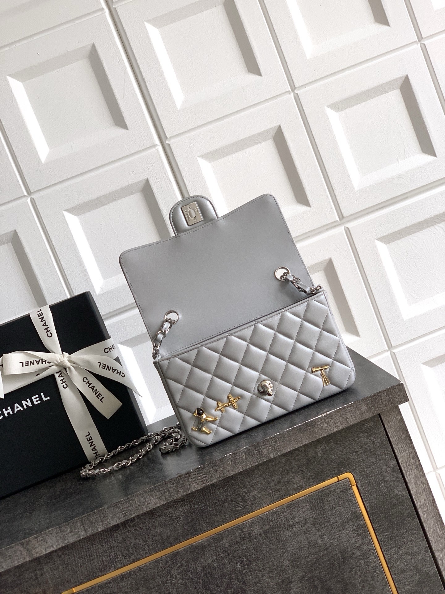 CHANEL small Classic 11.12 Handbag A01116 gray