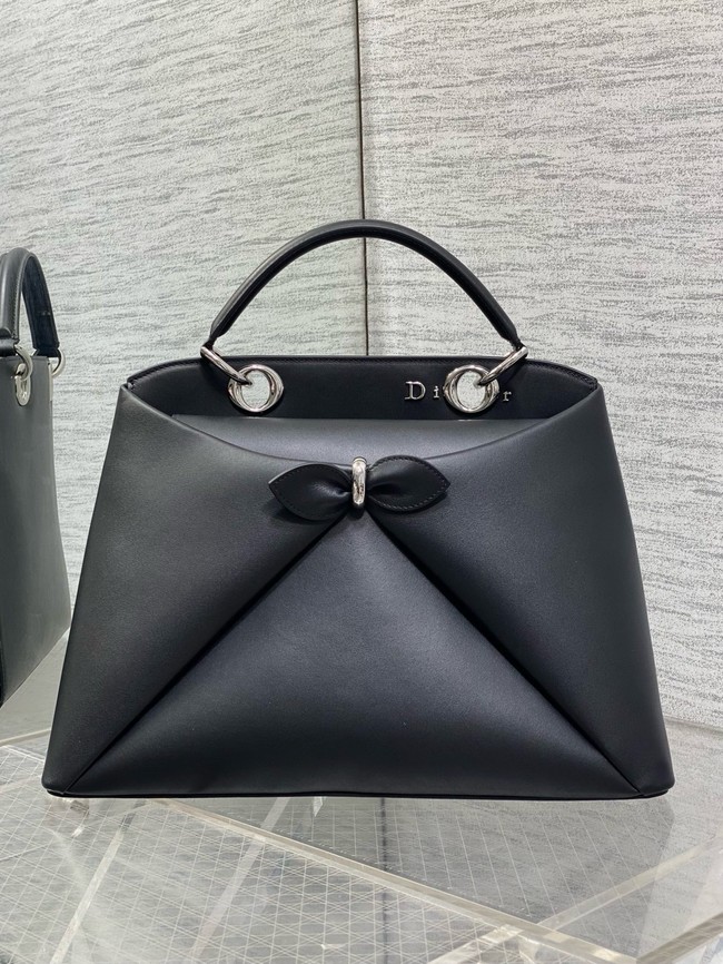 Dior Calfskin Medium Tote Bag 0738 black&Silver