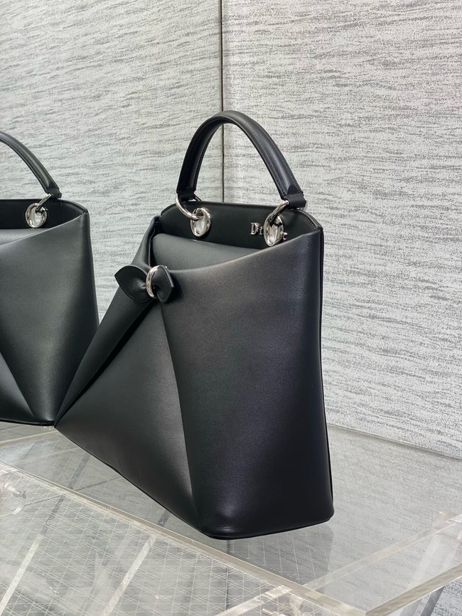 Dior Calfskin Medium Tote Bag 0738 black&Silver