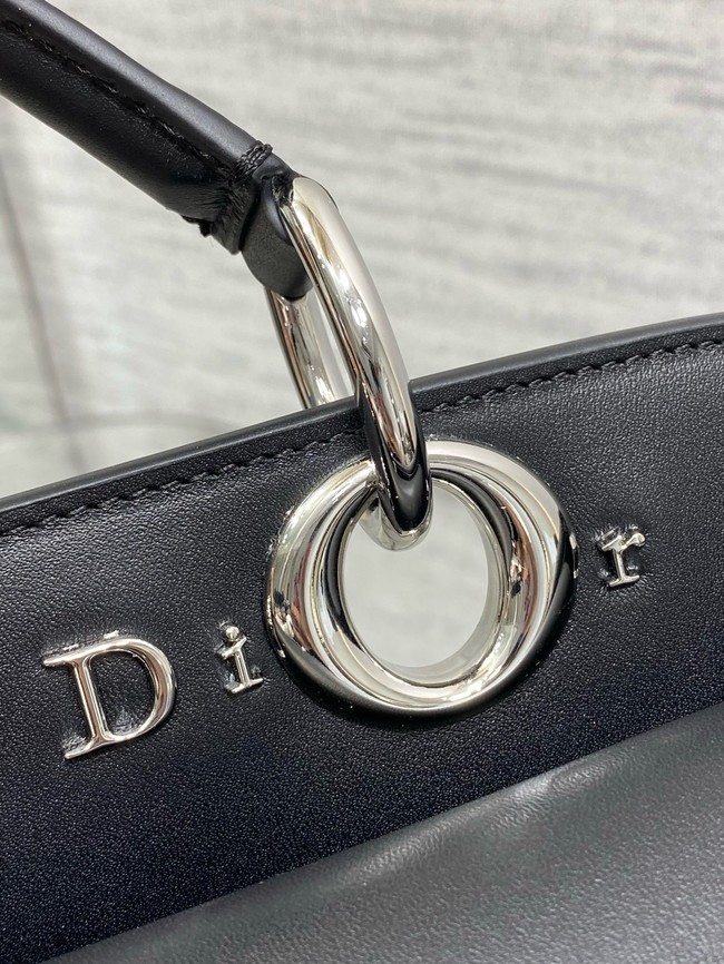 Dior Calfskin Medium Tote Bag 0738 black&Silver