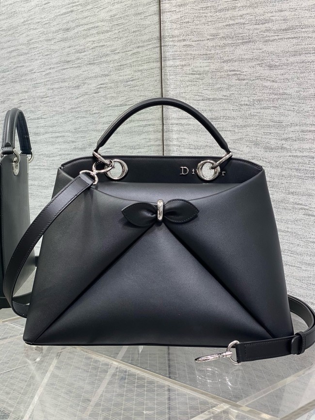 Dior Calfskin Medium Tote Bag 0738 black&Silver