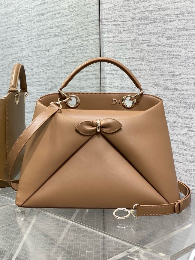 Dior Calfskin Medium Tote Bag 0738 camel
