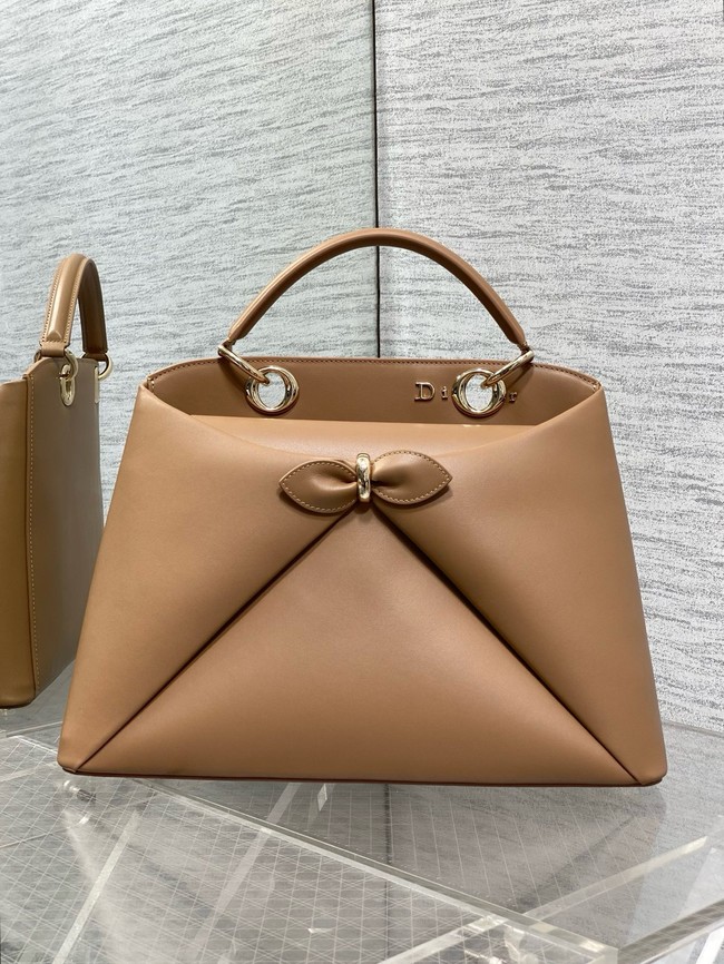 Dior Calfskin Medium Tote Bag 0738 camel
