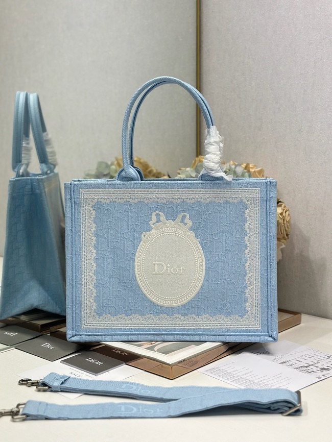 Medium Dior Book Tote with Strap M1354PEH Celestial Blue 