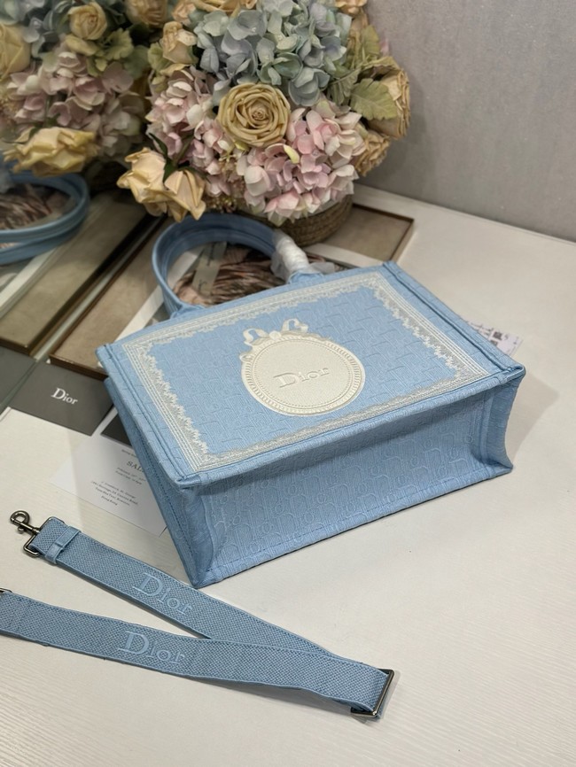 Medium Dior Book Tote with Strap M1354PEH Celestial Blue 