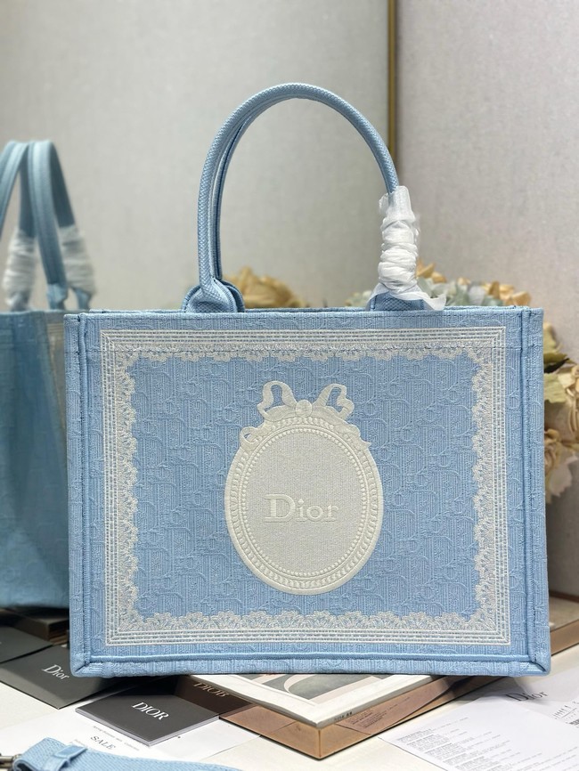 Medium Dior Book Tote with Strap M1354PEH Celestial Blue 