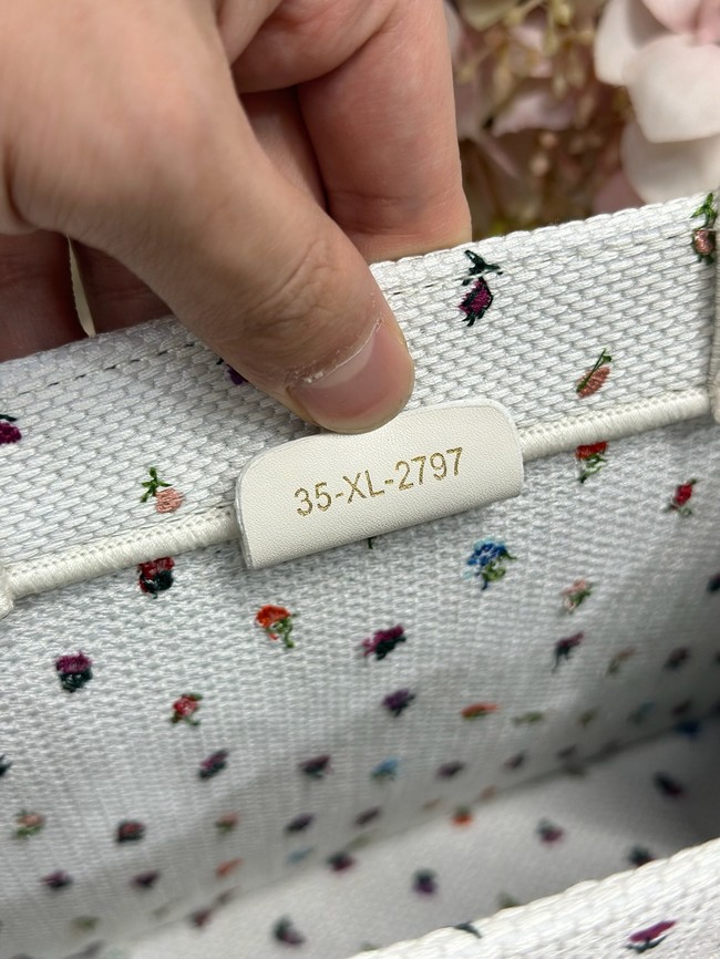 Medium Dior Book Tote with Strap M1354PEH White Multicolor