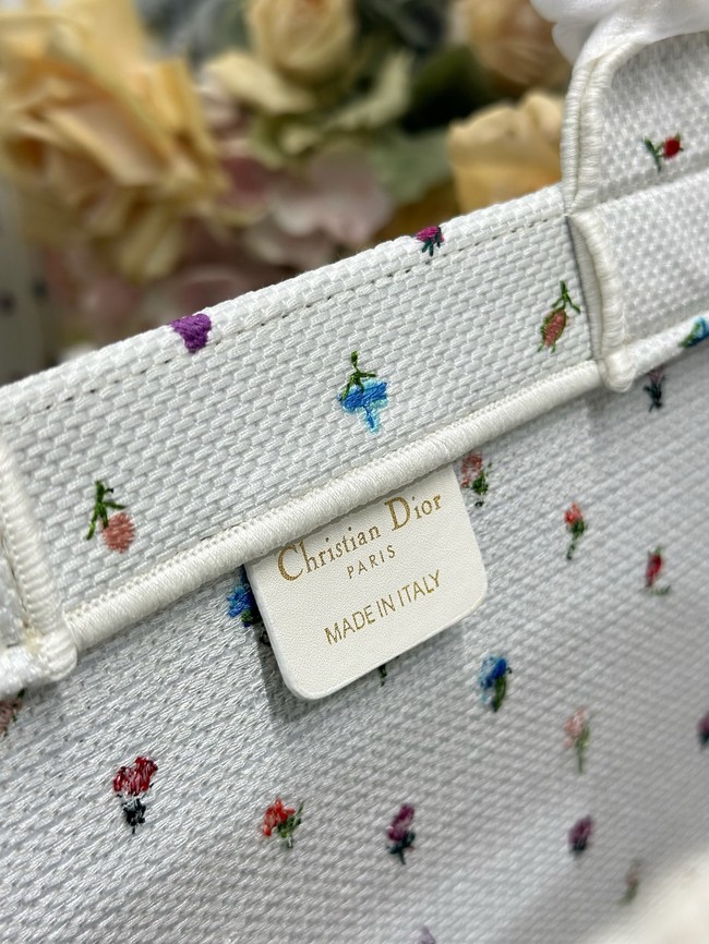 Medium Dior Book Tote with Strap M1354PEH White Multicolor