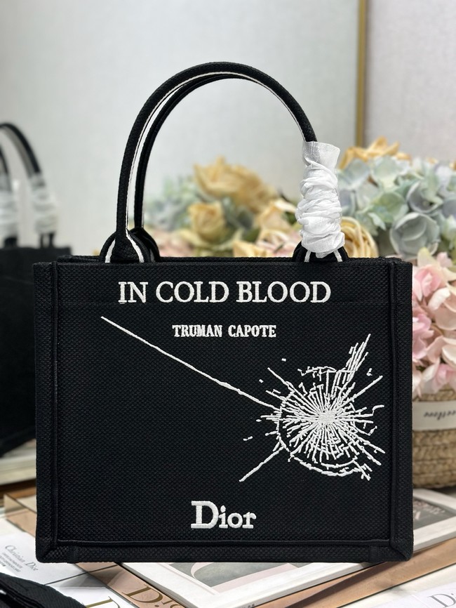 Small Dior Book Tote with Strap Embroidery M1404PE-1
