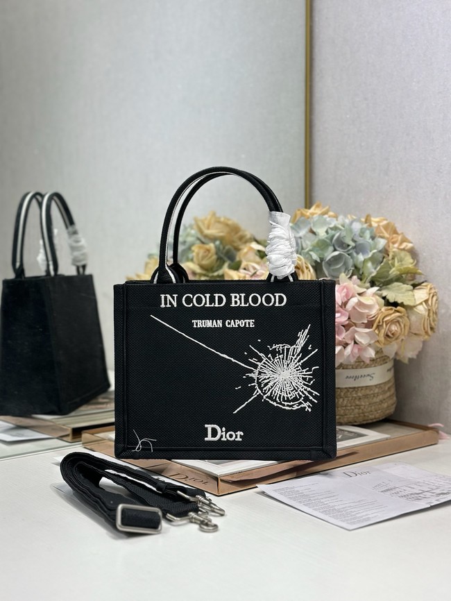 Small Dior Book Tote with Strap Embroidery M1404PE-1