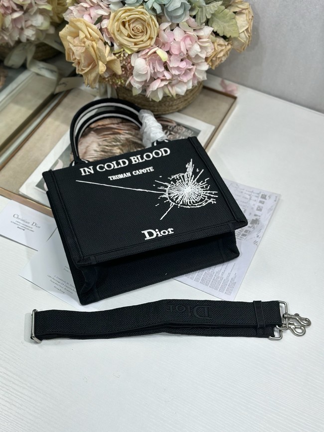 Small Dior Book Tote with Strap Embroidery M1404PE-1