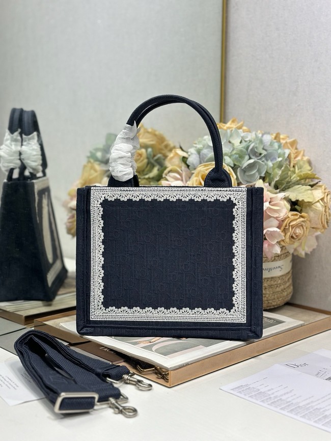 Small Dior Book Tote with Strap M1404PE Blue