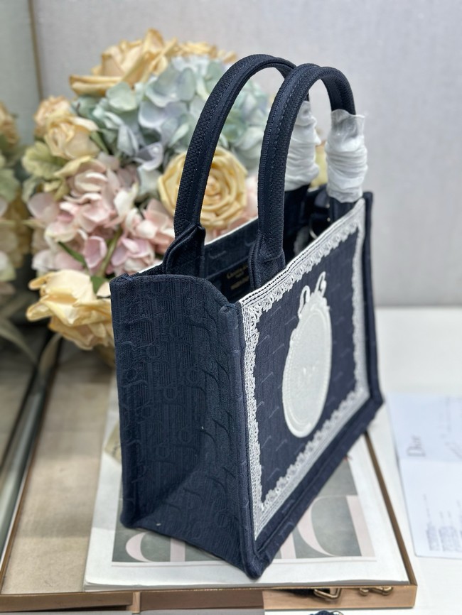 Small Dior Book Tote with Strap M1404PE Blue