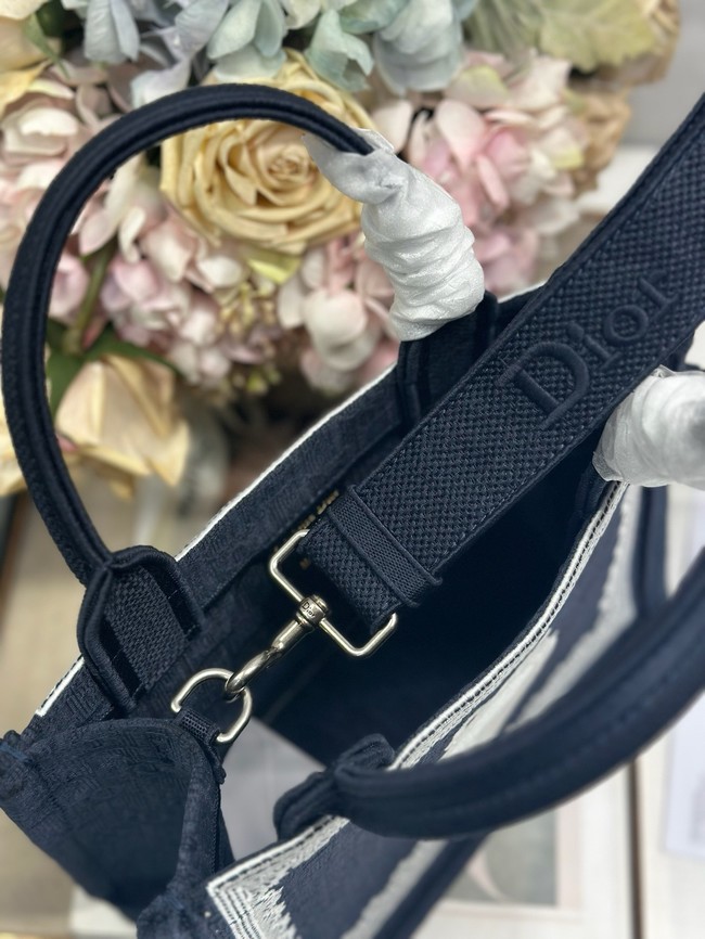 Small Dior Book Tote with Strap M1404PE Blue