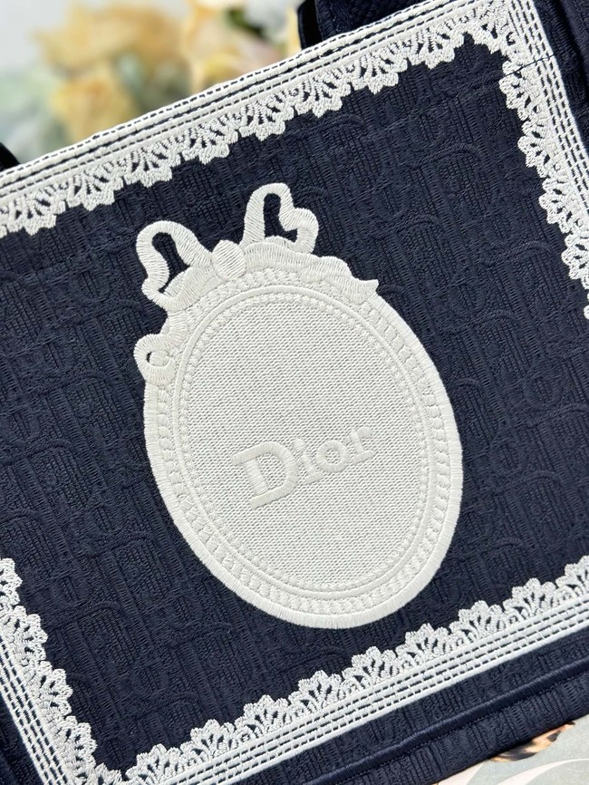 Small Dior Book Tote with Strap M1404PE Blue