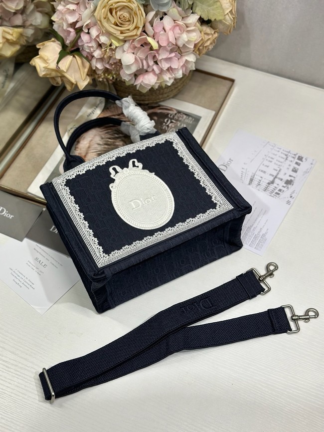 Small Dior Book Tote with Strap M1404PE Blue