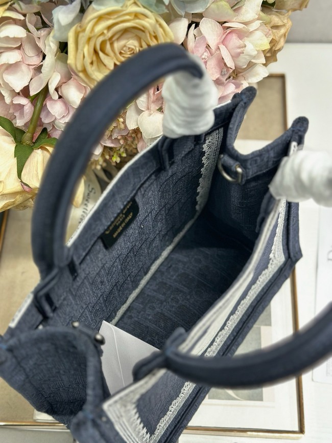 Small Dior Book Tote with Strap M1404PE Blue