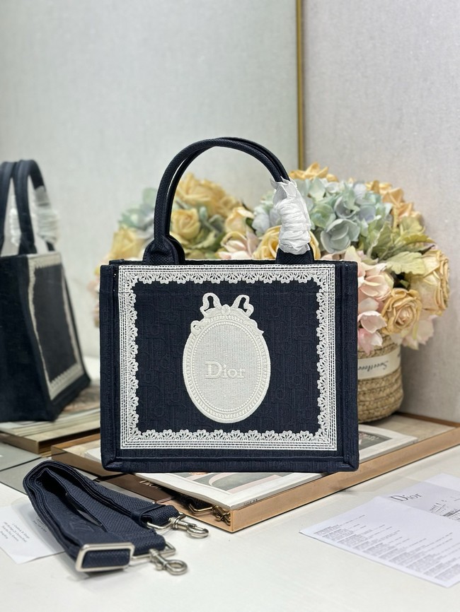 Small Dior Book Tote with Strap M1404PE Blue
