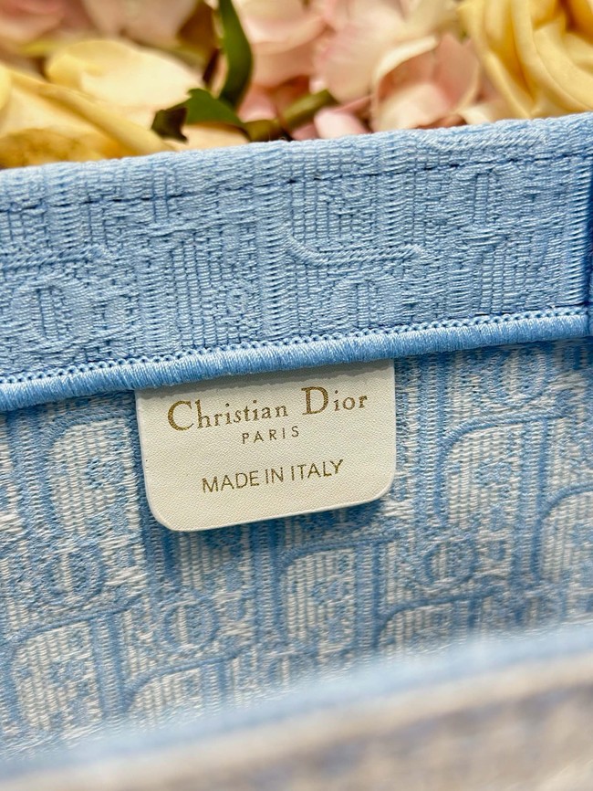 Small Dior Book Tote with Strap M1404PE Celestial Blue 