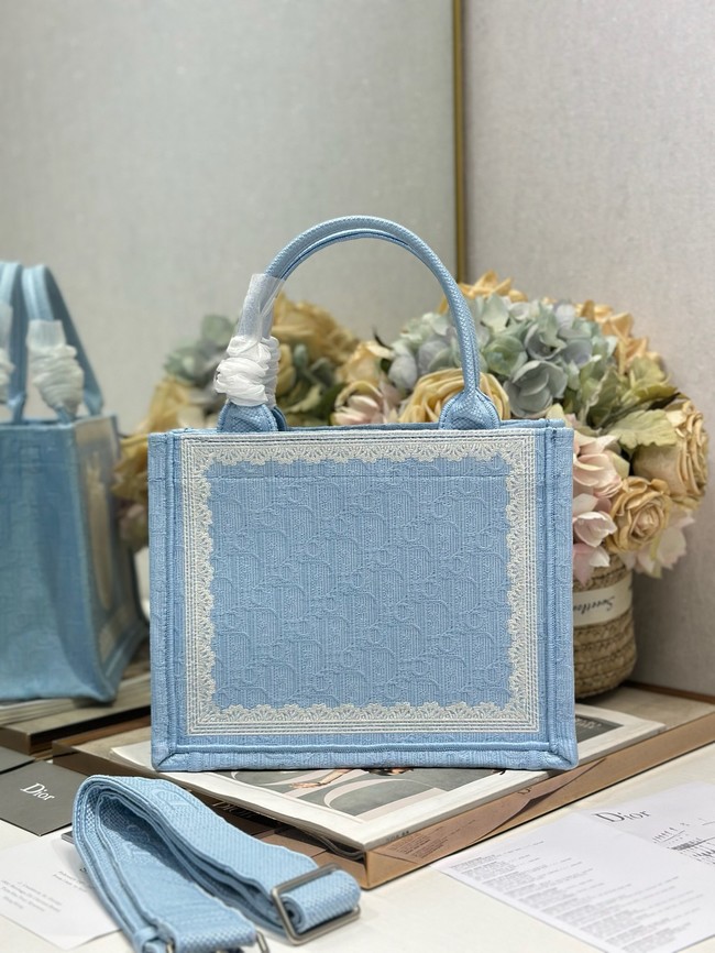 Small Dior Book Tote with Strap M1404PE Celestial Blue 