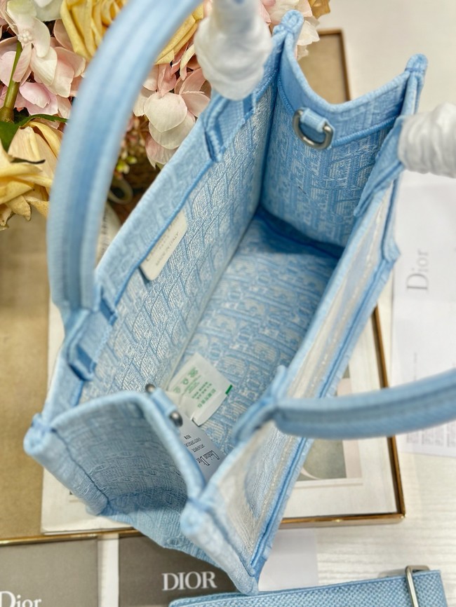 Small Dior Book Tote with Strap M1404PE Celestial Blue 