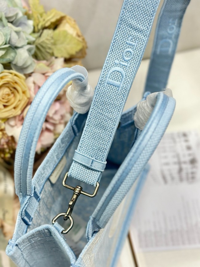Small Dior Book Tote with Strap M1404PE Celestial Blue 