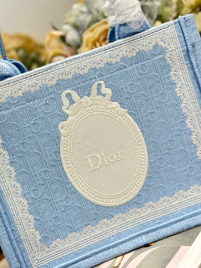 Small Dior Book Tote with Strap M1404PE Celestial Blue 