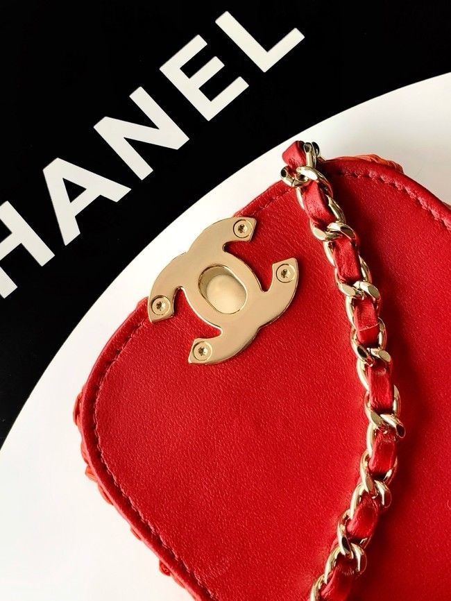 CHANEL Mini Shopping Bag Raffia-Effect Fabric AS4416 orange red CHANEL Mini Shopping Bag Raffia-Effect Fabric AS4416 orange red
