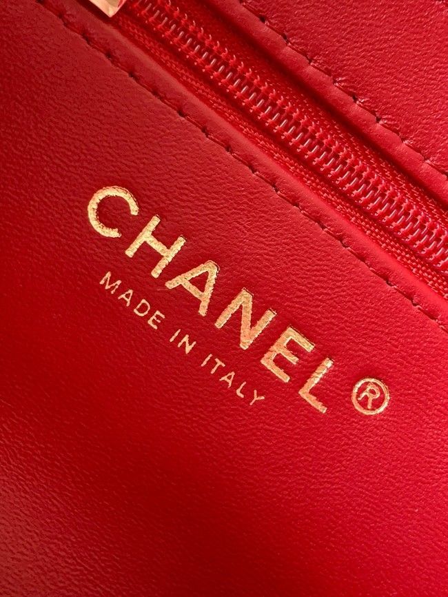 CHANEL Mini Shopping Bag Raffia-Effect Fabric AS4416 orange red CHANEL Mini Shopping Bag Raffia-Effect Fabric AS4416 orange red