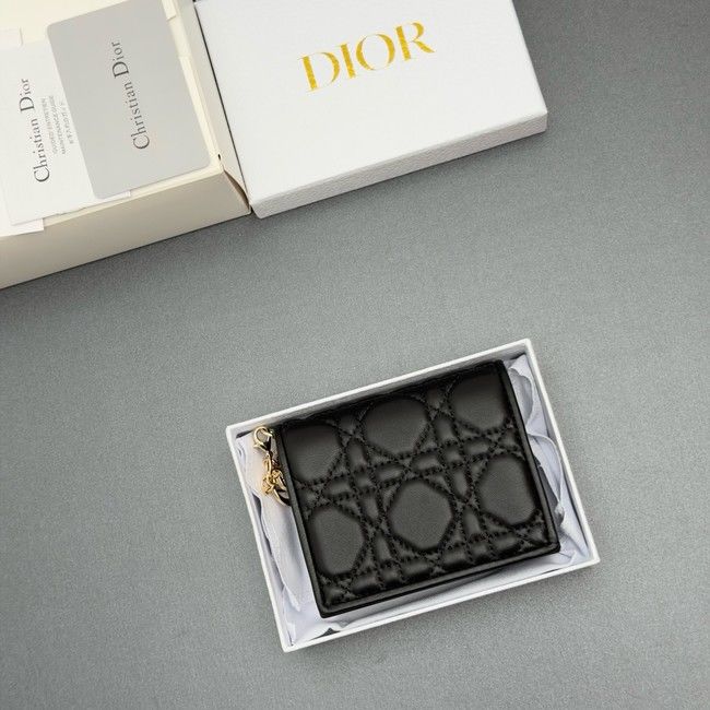 LADY DIOR LOTUS WALLET CANNAGE LAMBSKIN S0178 black