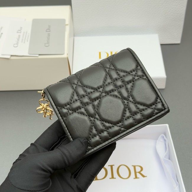 LADY DIOR LOTUS WALLET CANNAGE LAMBSKIN S0178 black