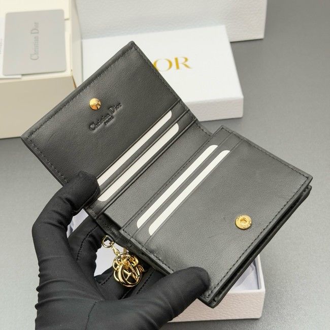LADY DIOR LOTUS WALLET CANNAGE LAMBSKIN S0178 black
