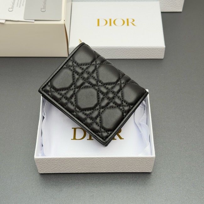 LADY DIOR LOTUS WALLET CANNAGE LAMBSKIN S0178 black
