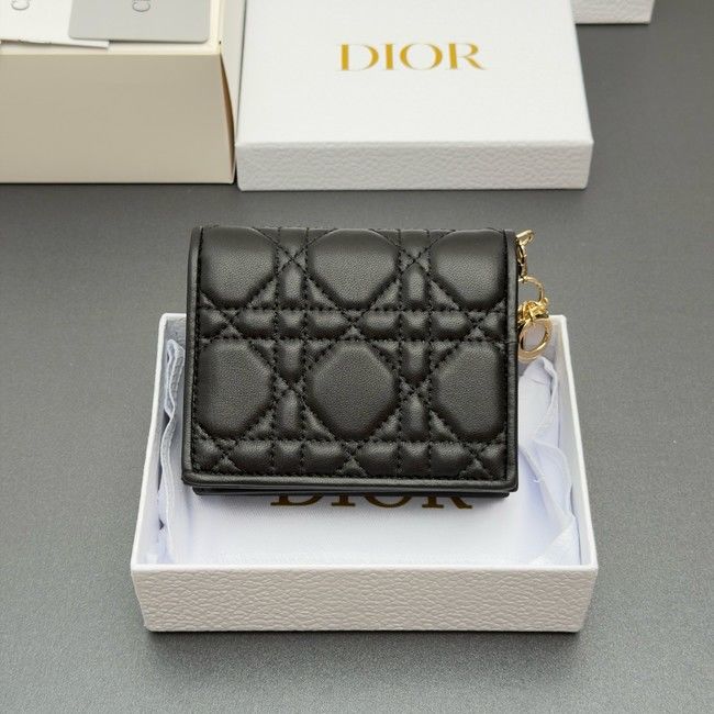 LADY DIOR LOTUS WALLET CANNAGE LAMBSKIN S0178 black