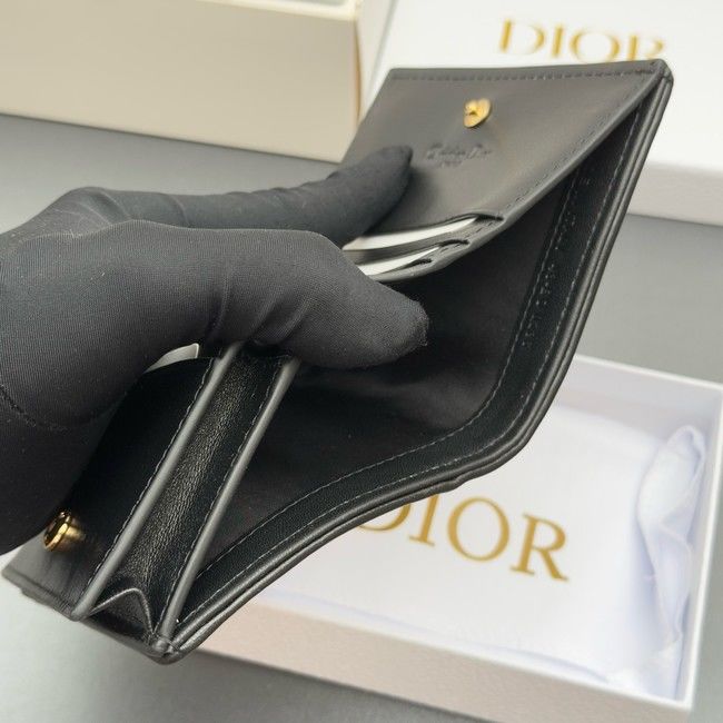 LADY DIOR LOTUS WALLET CANNAGE LAMBSKIN S0178 black