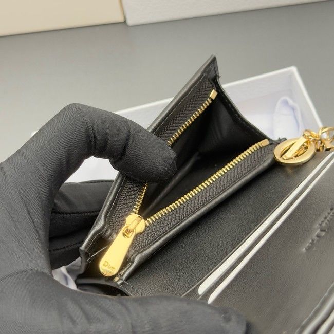 LADY DIOR LOTUS WALLET CANNAGE LAMBSKIN S0178 black
