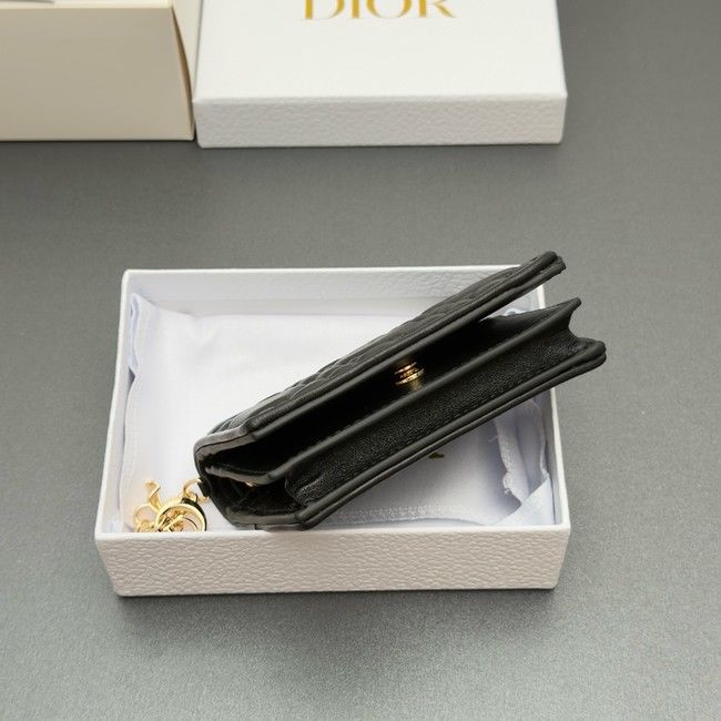 LADY DIOR LOTUS WALLET CANNAGE LAMBSKIN S0178 black