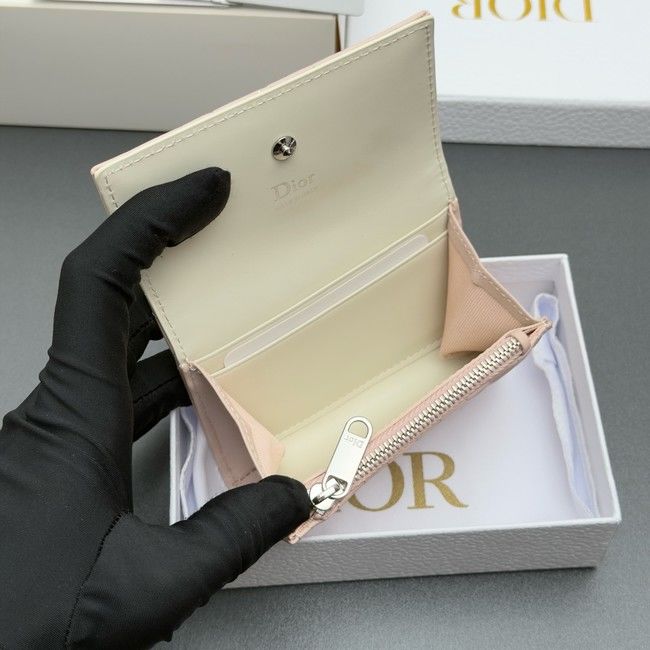 LADY DIOR LOTUS WALLET CANNAGE LAMBSKIN S2067 pink&white LADY DIOR LOTUS WALLET CANNAGE LAMBSKIN S2067 pink&white