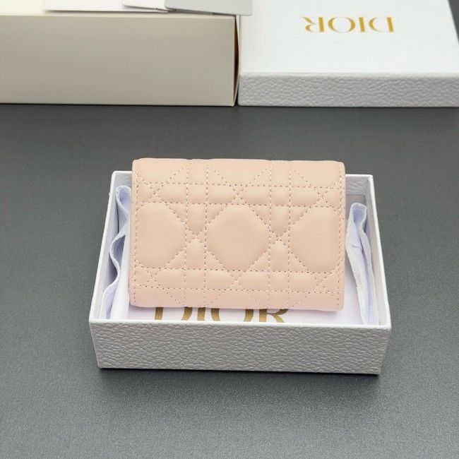 LADY DIOR LOTUS WALLET CANNAGE LAMBSKIN S2067 pink&white LADY DIOR LOTUS WALLET CANNAGE LAMBSKIN S2067 pink&white