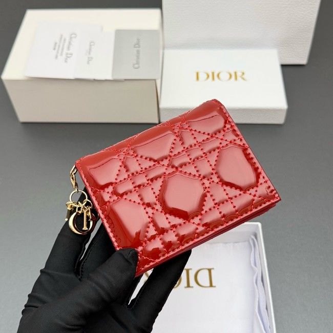 LADY DIOR LOTUS WALLET patent leather S0178 red