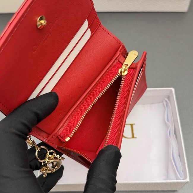 LADY DIOR LOTUS WALLET patent leather S0178 red