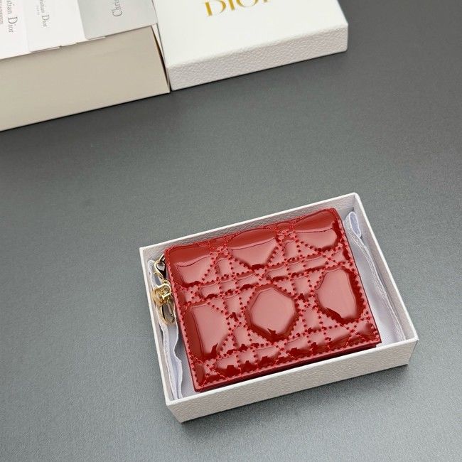 LADY DIOR LOTUS WALLET patent leather S0178 red